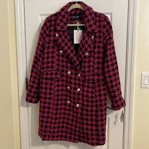 NWT Jessica Simpson XL fuchsia & black houndstooth jacket